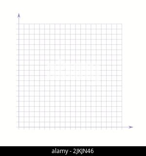 Grid paper. Mathematical graph. Cartesian coordinate system with x-axis, y-axis. Squared background with color lines. Geometric pattern for school Stock Vector