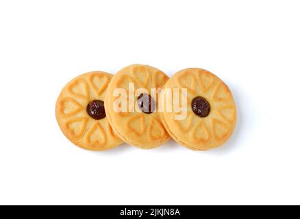 biscuits with blueberry jam on a white background Stock Photo