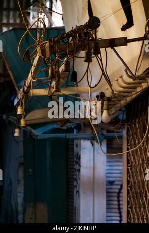 Closed butcher shops, Kapani Market, Thessaloniki, Macedonia, North-Eastern Greece Stock Photo