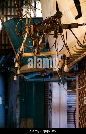 Closed butcher shops, Kapani Market, Thessaloniki, Macedonia, North-Eastern Greece Stock Photo