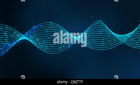 Abstract digital technology and big data concept.connection cyan background. Stock Photo