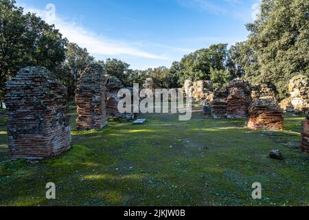 Ancient ruins of the temple of Zeus at Cumae archaeological site, Pozzuoli, Italy Stock Photo