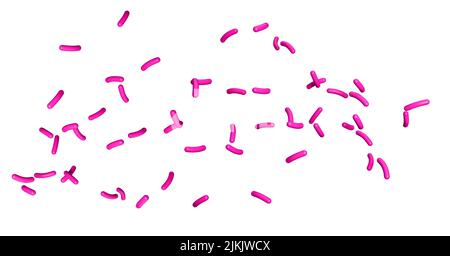 Pink sprinkles, granules isolated on white background and texture 3d illustration Stock Photo