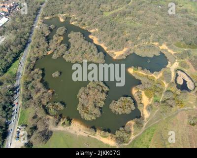 An aerial view of East London Hollow Ponds Stock Photo