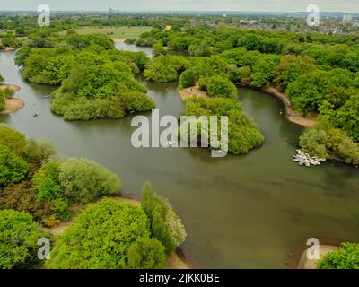 An aerial view of East London Hollow Ponds Stock Photo