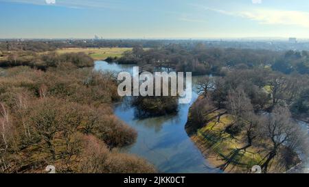 An aerial view of East London Hollow Ponds Stock Photo