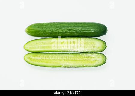 A top view of cucumbers isolated on a white background Stock Photo
