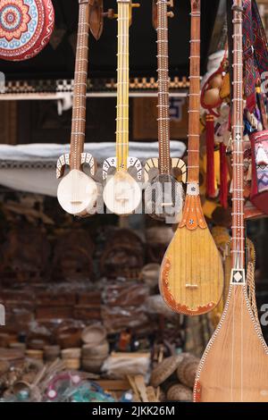 Greece Small String Instruments traditional musical instruments at an antique shop Monastiraki Athens ...