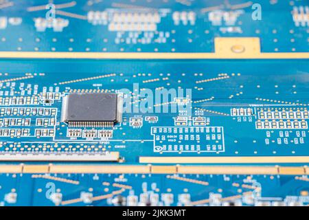Electronic motherboard, isometric processor microchip on the white background Stock Photo