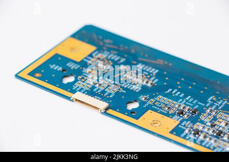 Electronic motherboard, isometric processor microchip on the white background Stock Photo
