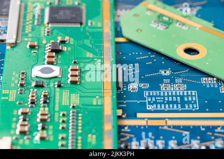 Electronic motherboard, isometric processor microchip on the white background Stock Photo