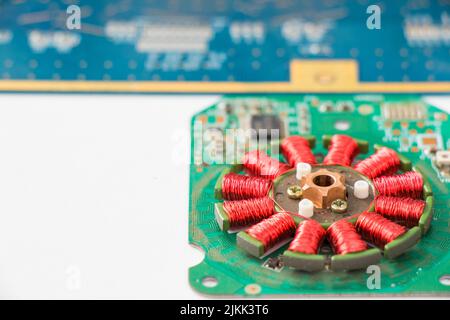 Electronic motherboard, isometric processor microchip on the white background Stock Photo