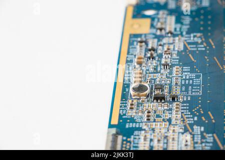 Electronic motherboard, isometric processor microchip on the white background Stock Photo