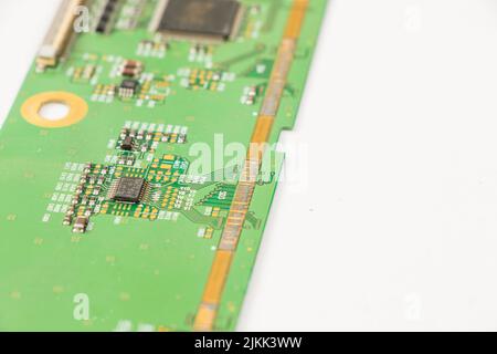 Electronic motherboard, isometric processor microchip on the white background Stock Photo