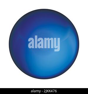 Glass blue ball or precious pearl. Glossy realistic ball, 3D abstract vector illustration highlighted on a white background. Big metal bubble with Stock Vector