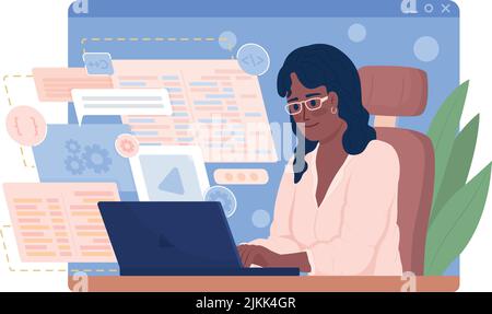 Software engineer at work 2D vector isolated illustration Stock Vector