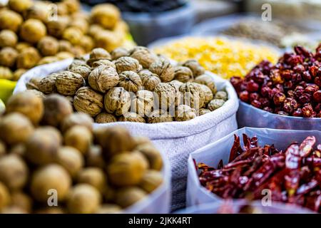 The walnuts for sale in a spice market Stock Photo