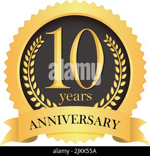 Golden anniversary medal icon | 10th anniversary Stock Vector