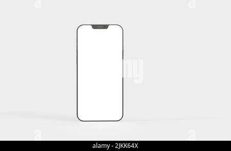 A 3d rendered realistic smartphone on a light background with space for text Stock Photo