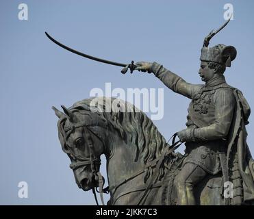 The statue of Ban Josip Jelacic placed in Ban Josip Jelacic Square, Zagreb, Croatia Stock Photo