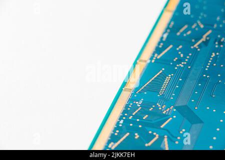 Electronic motherboard, isometric processor microchip on the white background Stock Photo