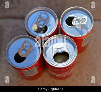 Empty soda cans collected for recycling, Pommard FR Stock Photo