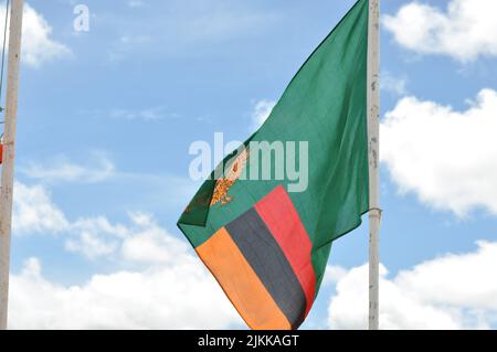 The flag of the African Republic of Zambia Stock Photo