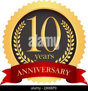 Golden anniversary medal icon | 10th anniversary Stock Vector