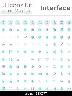 Comprehensible and simple looking flat gradient color ui icons set Stock Vector