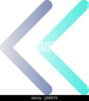 Left double arrow flat gradient color ui icon Stock Vector