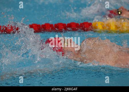 Birmingham, UK. 2nd August, 2022. BIRMINGHAM, UK. AUG 2ND Brodie Williams of England wins the men's 200m backstroke at the Sandwell Aquatics Centre in Smethwick, during the Birmingham 2022 Commonwealth Games on Tuesday 2nd August 2022. (Credit: Pat Scaasi | MI News) Credit: MI News & Sport /Alamy Live News Stock Photo