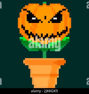 Jack olantern Halloween flower. Have a scary Halloween Conceived something Stock Vector