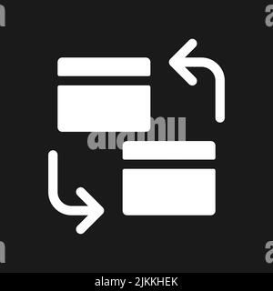 Intra bank transfer dark mode glyph ui icon Stock Vector