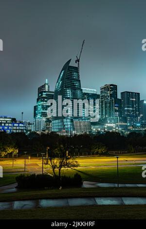 A vertical shot of a new Google building under construction in Austin, Texas Stock Photo