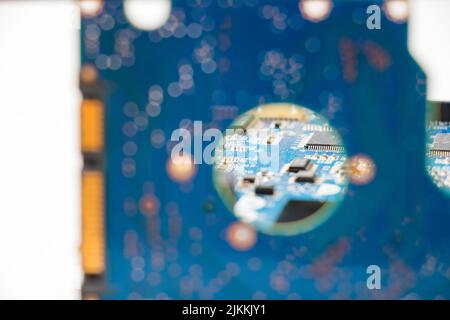 Electronic motherboard, isometric processor microchip on the white background Stock Photo