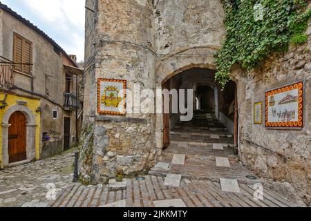 The entrance into the medieval village of Pietramelara in the province of Caserta, Italy Stock Photo