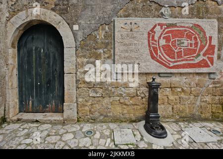 A map drawn on the wall of the medieval village of Pietramelara in the province of Caserta, Italy Stock Photo