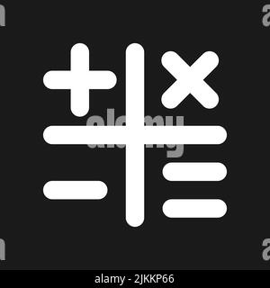 Calculation dark mode glyph ui icon Stock Vector