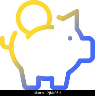 Put coin into piggy bank pixel perfect gradient linear ui icon Stock Vector