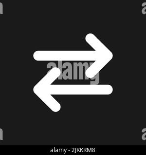 Two arrows dark mode glyph ui icon Stock Vector
