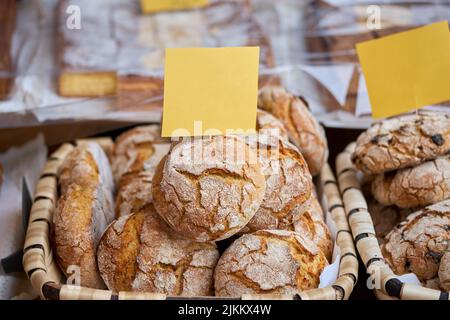 Close-up of artisan bread rolls. Stock Photo
