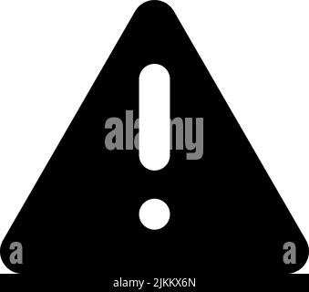 Triangle shaped caution sign black glyph ui icon Stock Vector