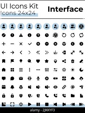 Comprehensible and simple looking black glyph ui icons set Stock Vector