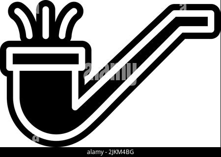smoking pipe icon black vector illustration. Stock Vector