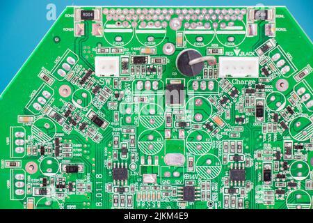 Electronic motherboard, isometric processor microchip Stock Photo