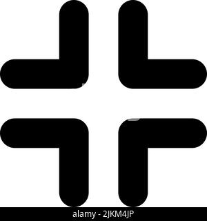 Exit full screen black glyph ui icon Stock Vector