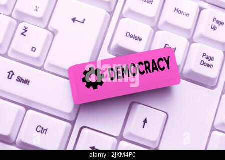 Writing displaying text Demo Cracy. Internet Concept freedom of the showing to express their feelings and beliefs -48657 Stock Photo