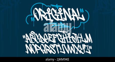 Flat Bold Abstract Handwritten Hiphop Graffiti Street Art Style Font Alphabet Vector Illustration Template Stock Vector