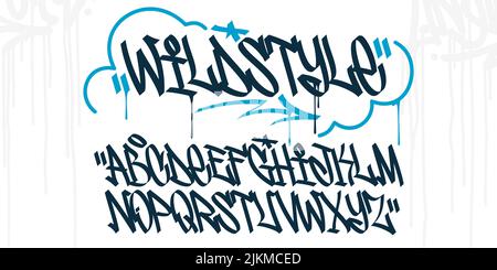Abstract Handwritten Hiphop Graffiti Street Art Style Font Alphabet Vector Illustration Template Stock Vector