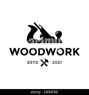 woodworking logo design creative idea vector design inspiration Stock Vector